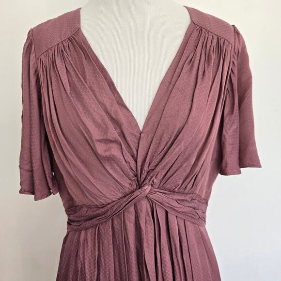 Gal Meets Glam Collection Genevieve Dress Maxi Pleated Mauve Silky Women 8 - Picture 5 of 14